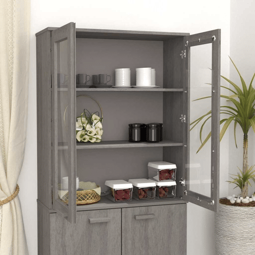 Topo p armário alto - Móvei de apoio 85x35x100cm pinho maciço cinza-claro pt5072
