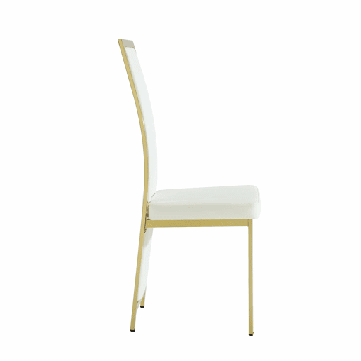 Cadeiras de sala de jantar 4 unidades 109 cm - design minimalista europeu, estofadas em PU branco com estrutura metálica dourada - Branco e Dourado