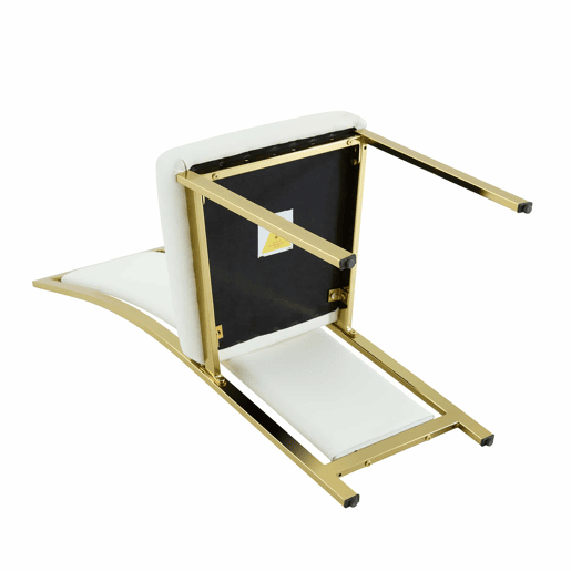 Cadeiras de sala de jantar 4 unidades 109 cm - design minimalista europeu, estofadas em PU branco com estrutura metálica dourada - Branco e Dourado