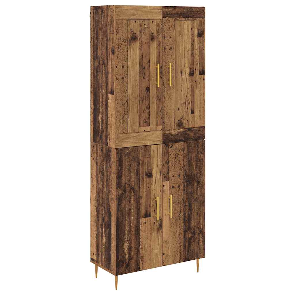 Aparador alto - mueble de almacenamiento madera envejecida 69,5 x 34 x 180 cm es1452