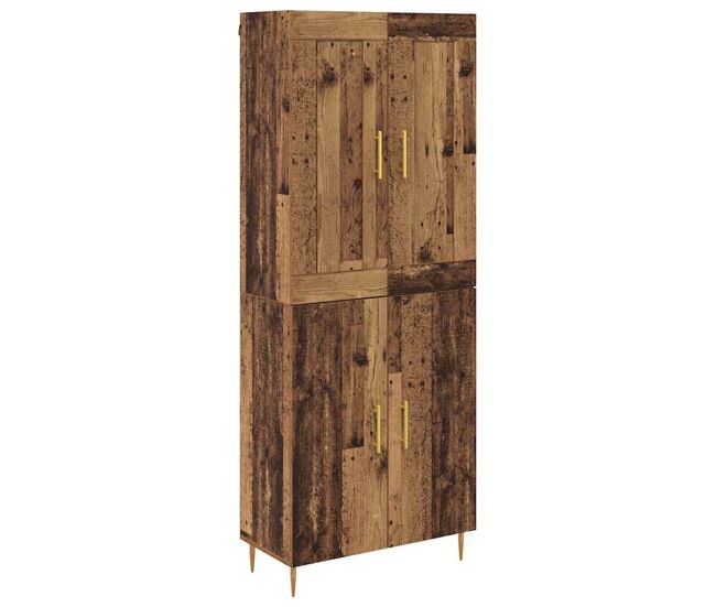 Aparador alto - mueble de almacenamiento madera envejecida 69,5 x 34 x 180 cm es1452