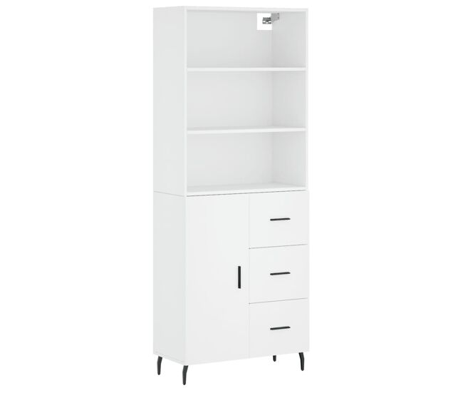 Aparador alto - mueble de almacenamiento madera contrachapada blanco 69,5x34x180 cm es634
