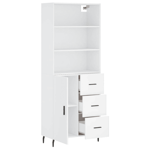 Armário alto - Bufete - Móvel de apoio 69,5x34x180 cm derivados de madeira branco pt634