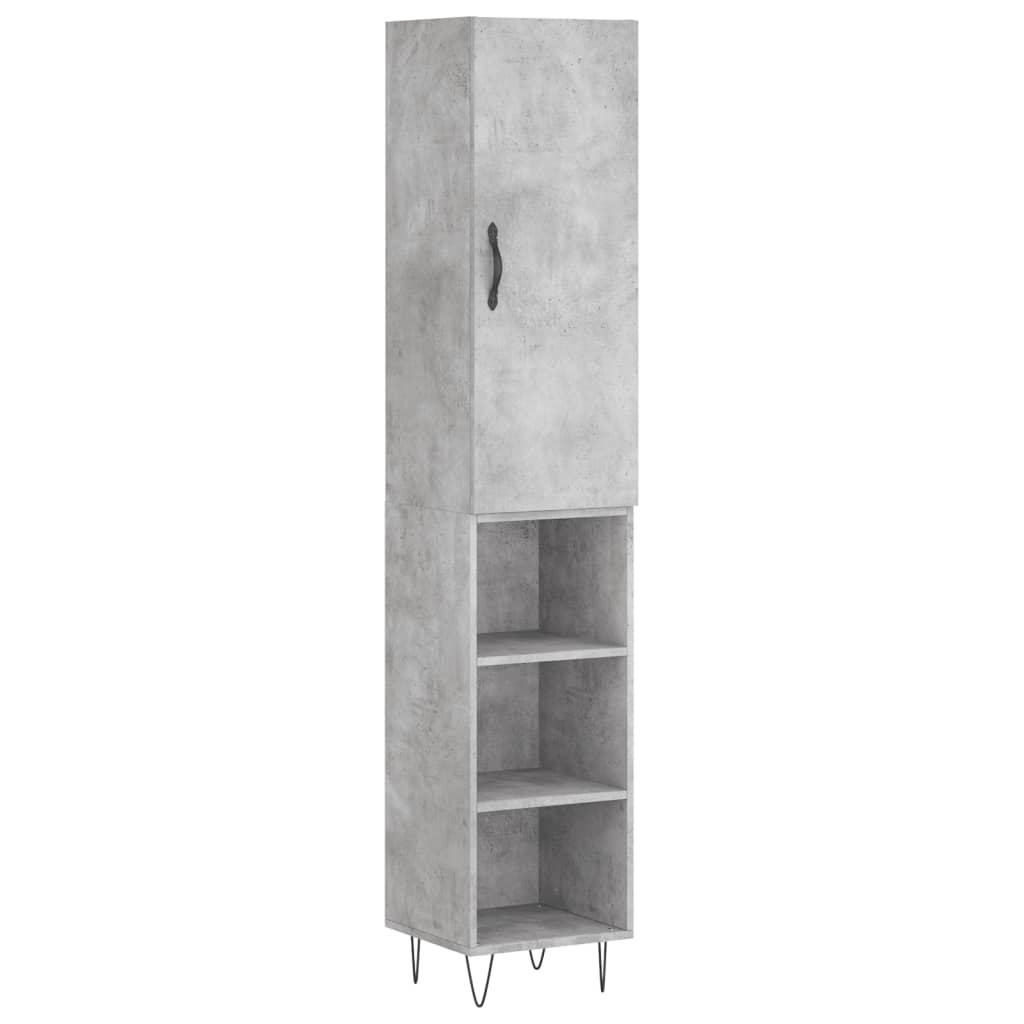 Aparador - mueble de almacenamiento de madera contrachapada gris hormigón 34,5x34x180 cm es2678