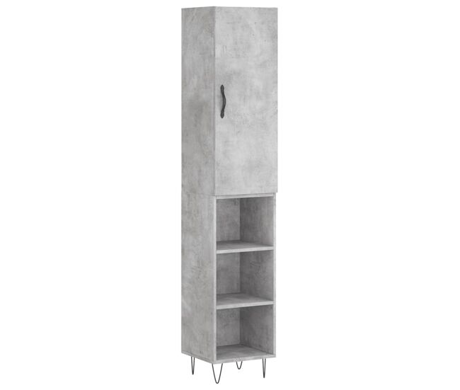 Aparador - mueble de almacenamiento de madera contrachapada gris hormigón 34,5x34x180 cm es2678