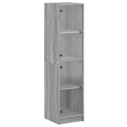Aparador - Bufete - Móvei de apoio alto c portas de vidro 35x37x142 cm cinzento sonoma pt2135