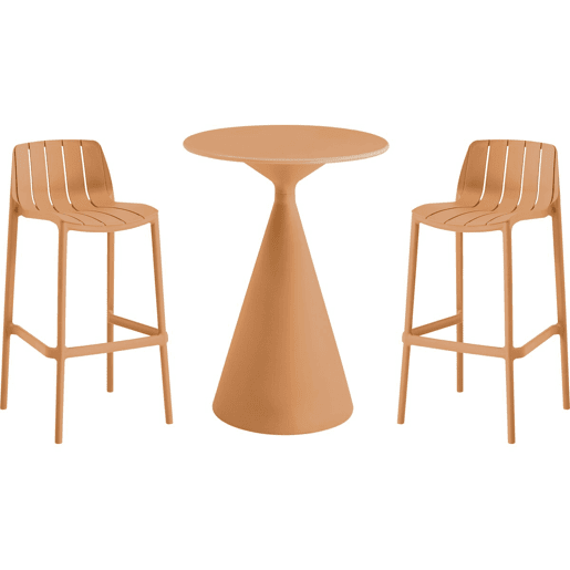 Mesa bistrô e cadeiras altas empilháveis Vaena - 2 lugares - Laranja