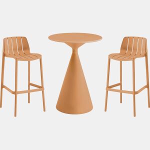 Mesa bistrô e cadeiras altas empilháveis Vaena - 2 lugares - Laranja
