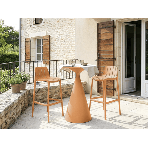 Mesa bistrô e cadeiras altas empilháveis Vaena - 2 lugares - Laranja