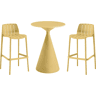 Mesa bistrô empilhável Vaena e cadeiras altas - 2 lugares - Amarelo