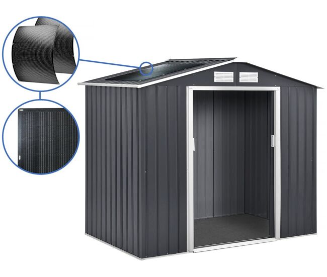 Cobertizo de jardín metálico- "vegas"- 2,7 m² con paneles solares