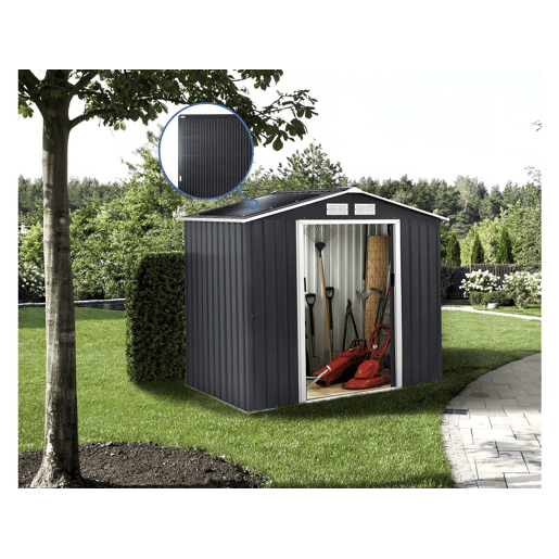Abrigo de jardim metálico - Vegas - 2,7 m² com painéis solares