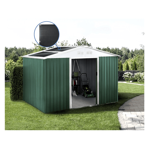 Abrigo de jardim metálico - Rosas - 7,06 m² com painéis solares