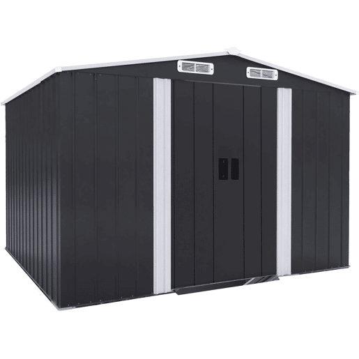 Coberturo de jardim em metal com porta de correr > - 6,54 m² - Cinzento Coberturo de jardim em metal com porta de correr > - 6,54 m² - Cinzento