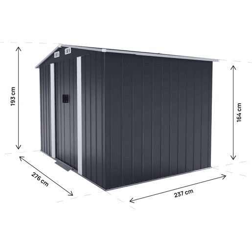 Coberturo de jardim em metal com porta de correr > - 6,54 m² - Cinzento Coberturo de jardim em metal com porta de correr > - 6,54 m² - Cinzento