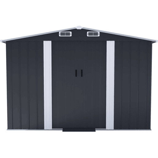 Coberturo de jardim em metal com porta de correr > - 6,54 m² - Cinzento Coberturo de jardim em metal com porta de correr > - 6,54 m² - Cinzento