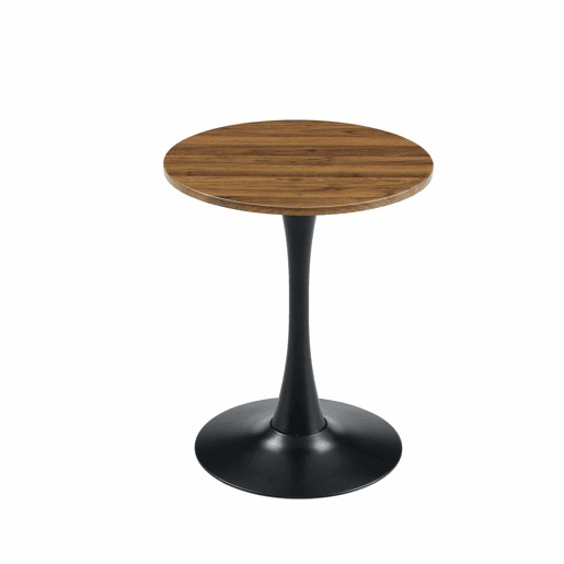 Mesa auxiliarredonda 60 cm - MDF com tecnologia termoformada, perna preta - Preto, nogueira