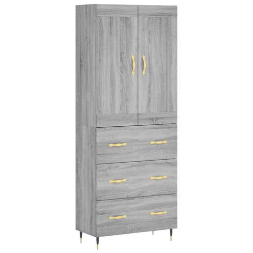 Armário alto - Bufete - Móvel de apoio 69,5x34x180 cm derivados de madeira sonoma cinza pt1133