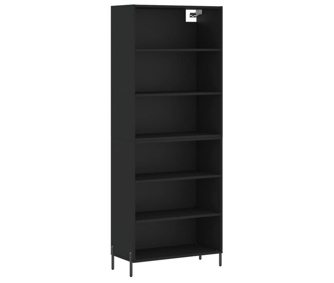 Aparador alto - mueble de almacenamiento madera de ingeniería negro 69,5x32,5x180 cm es1355