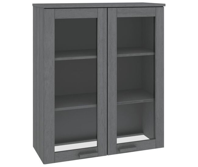 Aparador - mueble de almacenamiento superior pino macizo gris oscuro 85x35x100 cm es5069