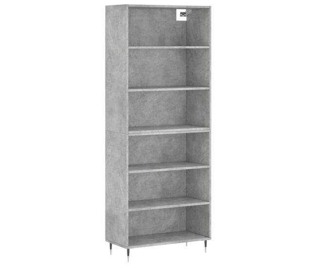 Aparador alto - mueble de almacenamiento madera ingeniería gris hormigón 69,5x32,5x180 cm es1465