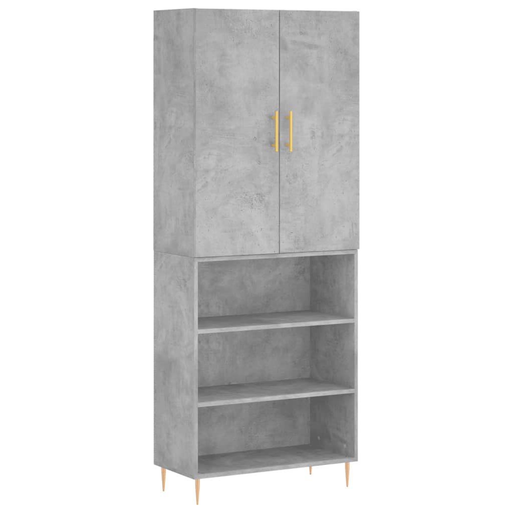 Aparador alto - mueble de almacenamiento madera contrachapada gris hormigón 69,5x34x180 cm es915