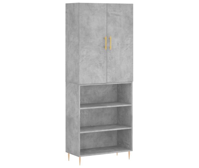 Aparador alto - mueble de almacenamiento madera contrachapada gris hormigón 69,5x34x180 cm es915