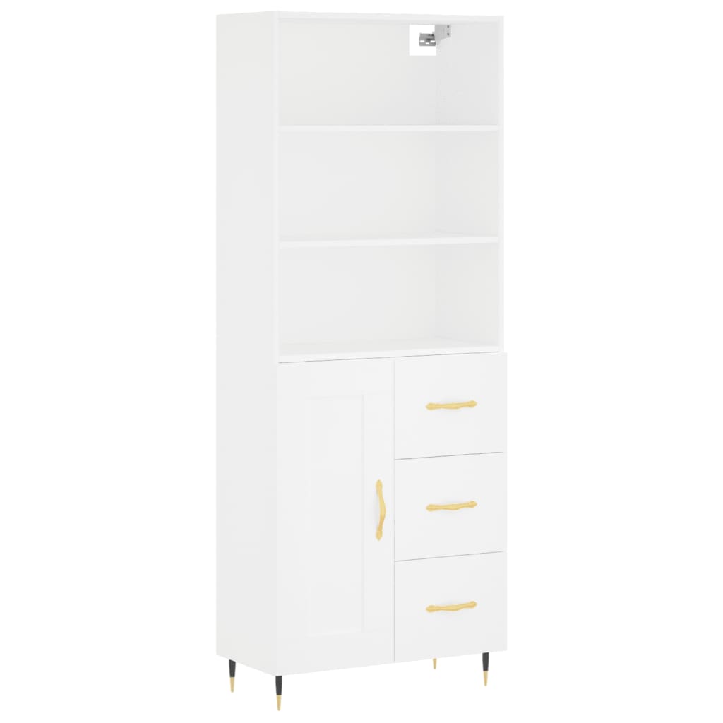 Aparador alto - mueble de almacenamiento madera contrachapada blanco 69,5x34x180 cm es644