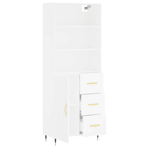 Armário alto - Bufete - Móvel de apoio 69,5x34x180 cm derivados de madeira branco pt644