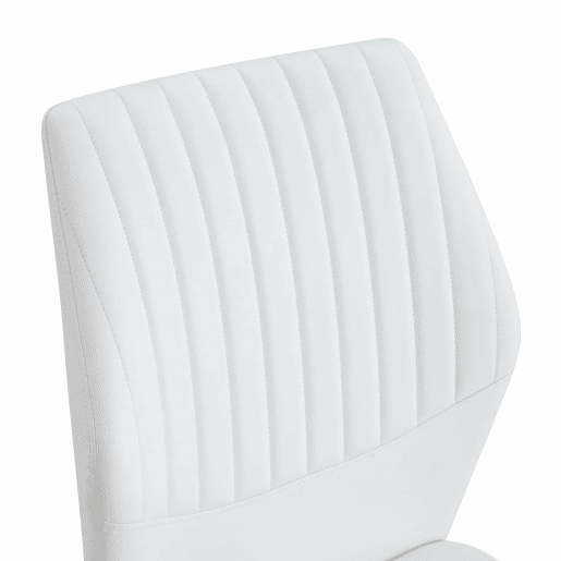 Conjunto de 4 cadeiras de jantar - Estilo luxuoso e leve, encosto em PU branco com padrão vertical + pernas metálicas douradas - Branco + Dourado