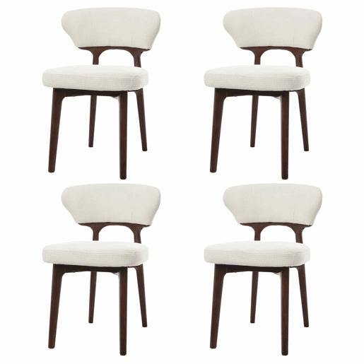 Conjunto de 4 cadeiras de jantar - em madeira maciça, confortáveis e respiráveis, estilo moderno, chenille - bege claro