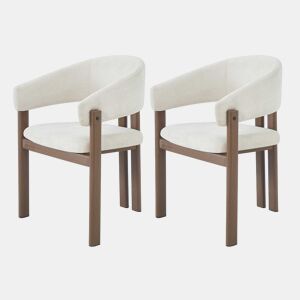 Cadeiras de sala de jantar, 2 unidades - Metal com acabamento em madeira, confortáveis e respiráveis, estilo moderno, tecido de linho - Nogueira