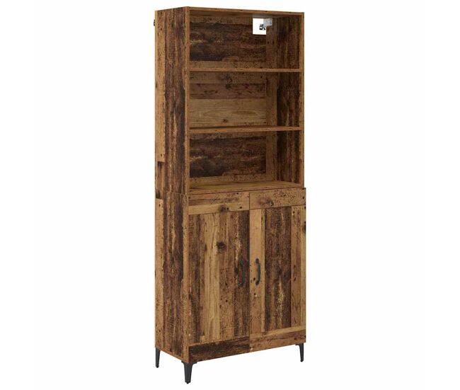 Aparador alto - mueble de almacenamiento 2 pcs madera envejecida madera de ingeniería es148
