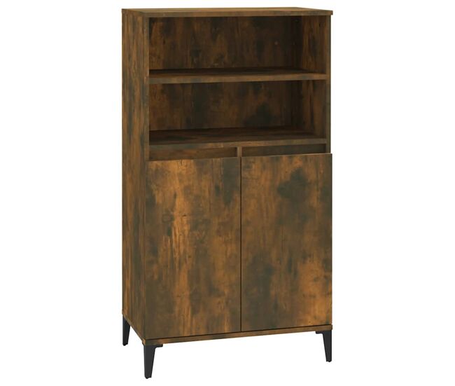 Aparador alto - mueble de almacenamiento madera contrachapada roble ahumado 60x36x110 cm es1170