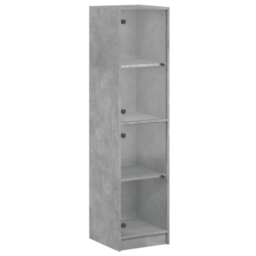 Aparador - Bufete - Móvei de apoio alto c portas de vidro 35x37x142 cm cinza cimento pt2133