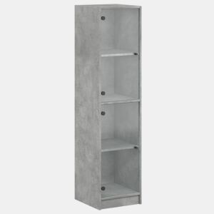 Aparador - Bufete - Móvei de apoio alto c portas de vidro 35x37x142 cm cinza cimento pt2133