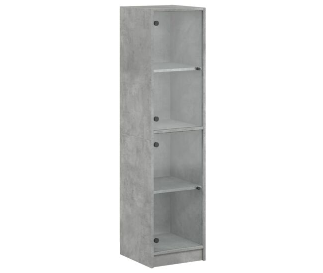 Aparador - mueble de almacenamiento con puertas de vidrio gris hormigón 35x37x142 cm es2133