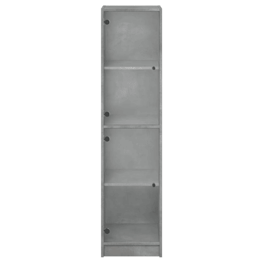 Aparador - Bufete - Móvei de apoio alto c portas de vidro 35x37x142 cm cinza cimento pt2133