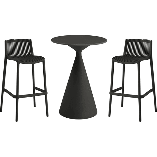 Mesa de jardim bistrô empilhável éora e cadeiras altas - 2 lugares - Preto