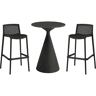 Mesa de jardim bistrô empilhável éora e cadeiras altas - 2 lugares - Preto