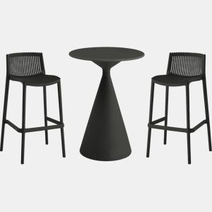 Mesa de jardim bistrô empilhável éora e cadeiras altas - 2 lugares - Preto