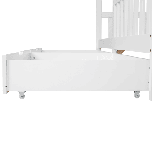 Cama casa 200x90 cm - Cama infantil com 2 gavetas, madeira maciça, com grade e estrado, com proteção contra quedas - Branco Cama casa 200x90 cm - Cama infantil com 2 gavetas, madeira maciça, com grade e estrado, com proteção contra quedas - Branco