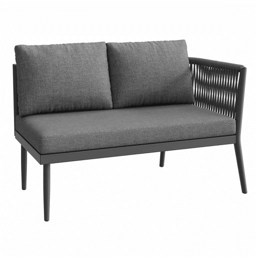 Conjunto de lounge de jardim para 5-6 pessoas - Sofá modular de exterior de 6 peças com assentos em corda e almofadas impermeáveis - Cinza