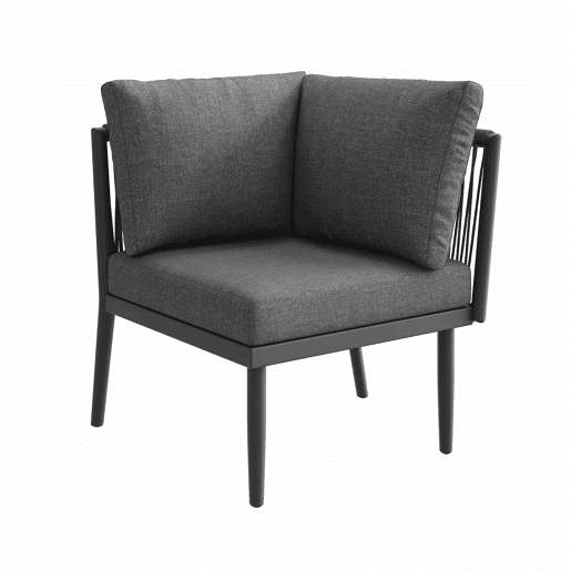 Conjunto de lounge de jardim para 5-6 pessoas - Sofá modular de exterior de 6 peças com assentos em corda e almofadas impermeáveis - Cinza