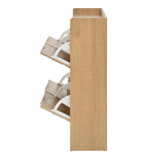 Sapateira com 4 compartimentos - Estrutura frontal em 3D, superfície superior para arrumação, compacta - Natural