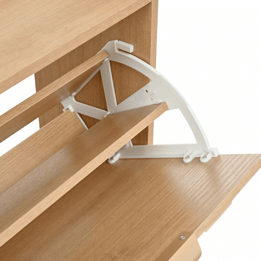Sapateira com 4 compartimentos - Estrutura frontal em 3D, superfície superior para arrumação, compacta - Natural