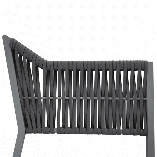Conjunto de jantar de jardim para 6 pessoas - disposição em canto, ferro galvanizado, tampo de mesa em vidro, corda trançada à mão, inclui sofá e duas mesas de centro - cinzento