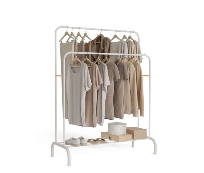 Perchero burro hangy duo 30 newlux blanco hasta 30kg con zapatero, resistente, doble altura