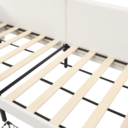 Cama multifuncional 90x200cm - Sofá-cama com 3 bolsos, 2 gavetas, estrutura metálica - Branco