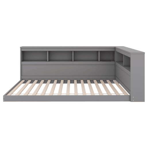 Cama de dia, 90x200 cm - Sofá-cama, com tomada e 2 portas USB, com estrado (sem colchão) - Cinza